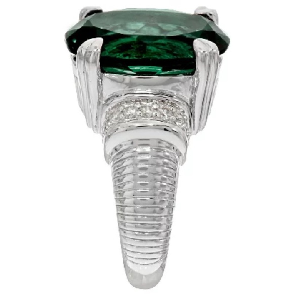 Judith Ripka Sterling 8.00ct Green Synthetic Quartz & Diamonique Ring